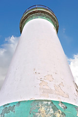 lighthouse overlooking the entrance to the port of Le Treport in Normandy