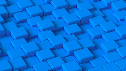 Blue blocks. Art concept. 3D rendering.