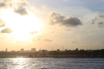 Fototapeta premium sunset over the river