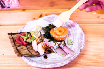 healthy sashimi with salmon