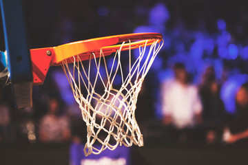 basketball hoop in red neon lights - game day