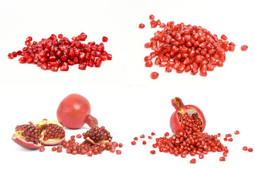 Set of pomegranate isolated on a white background cutout