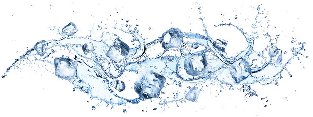 Ice Cubes In Splashing - Cold And Refreshment