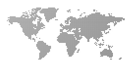 World map square dotted style, vector illustration isolated on white background.