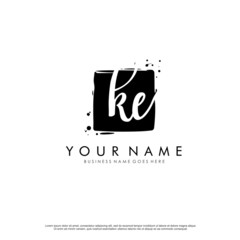 K E KE initial square logo template vector