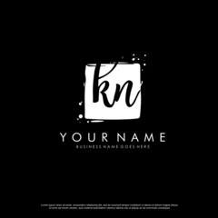 K N KN initial square logo template vector