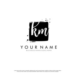 K M KM initial square logo template vector