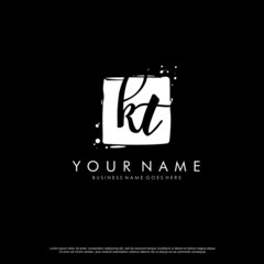 K T KT initial square logo template vector