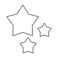 Stars set of cartoons isolated in black and white