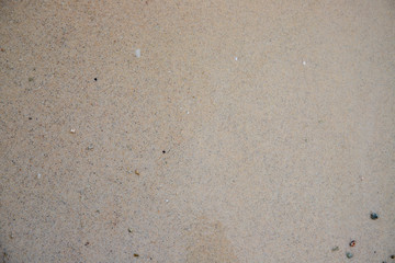 Flat sand beach. Seashore sand beach texture. Ocean coast top view photo. Seaside natural backdrop. Smooth sand