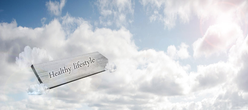 New Life Concept For Fresh Start, New Year Resolution, Dieting And Healthy Lifestyle, Wooden Sign In The Blue Sky