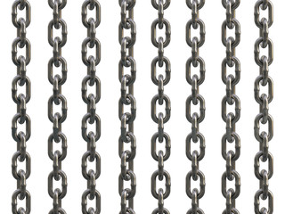 Steel galvanized chain isolated on white background. 3D Illustration