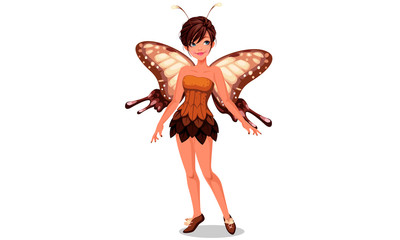 Cute butterfly fairy vector illustration