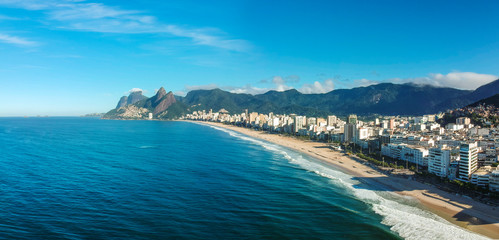 Aerial Panorama of Ipanema beach, Rio de Janeiro, Brazil