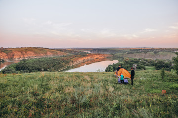family men weekend tent canyon overnight stay