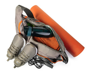 Sports bag with sports equipment