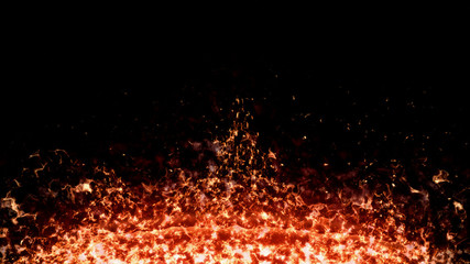 Flame surface, flame blaze on a black background Mo for the banner