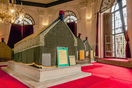 Istanbul, Turkey, 2 May 2006: Tombs of the sleeping sultans, Sultan Ahmet, II. Mahmud, Abdulaziz, Abdulhamid