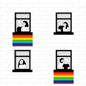 LGBT flag on the window.