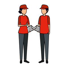 delivery workers couple characters