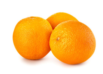 Whole fresh orange fruit isolated. Front view.
