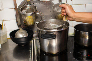 preparation and cooking of japanese food sushi noodles ramen