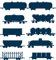 Set of different types of freight cars 