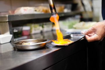 preparation and cooking of japanese food sushi noodles ramen