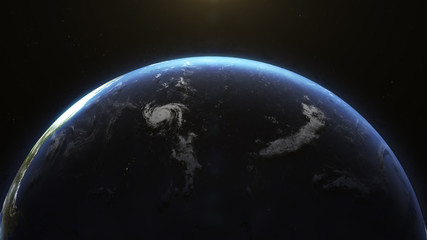 Fototapeta na wymiar Planet earth from space, fantastic sunrise. 3D Render with real footage of planet earth