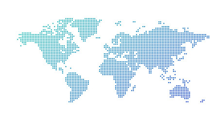 World map dotted style, vector illustration isolated on white background.