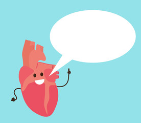 A healthy heart gives advice on the background. Vector illustration. 