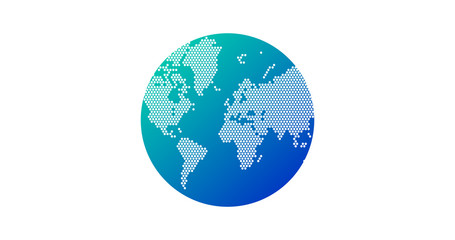 Simple Globe shape, World map created from dots on white background. Global connection concept.
