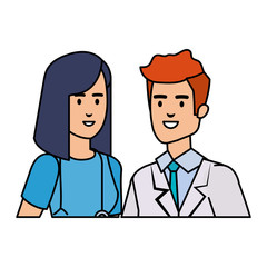 couple of professionals doctors avatars characters