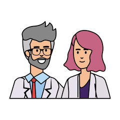 couple of professionals doctors avatars characters