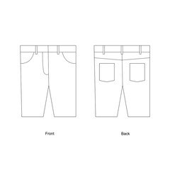 knee-length shorts. men's denim shorts. Shorts template vector.