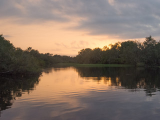 Fototapeta premium sunset over the lake