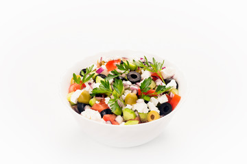 Greek salad white background