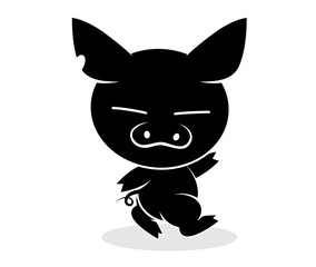 Illustrations of pig action logo on white background, Animals vector of isolated a cute pig icon