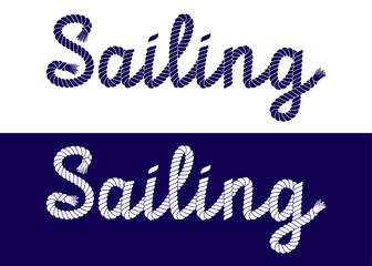 Sea style rope-characters lettering, nautical decorative inscription. Vector illustration EPS 10.