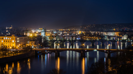 Fototapeta na wymiar Panorama of Prague city skyline, Czech Republic