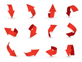 Fototapeta na wymiar 3d arrow icon, red pointer and direction