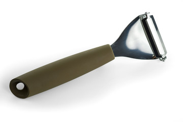 Knife for cleaning vegetables and fruits isolated on white background.