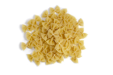 Italian uncooked pasta. Raw farfalle. Healthy food. Italian dishes.