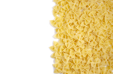 Italian uncooked pasta. Raw farfalle. Healthy food. Italian dishes.