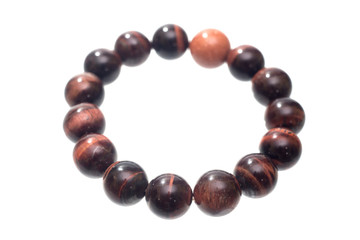 Tiger eye bracelet isolated on white background.