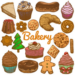 Isolated Bakery Set in Hand Drawn Style