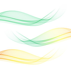 Set of horizontal smoky waves on white background