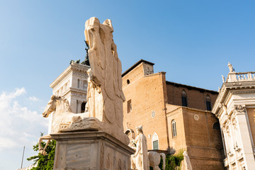 image of the ancient statues in the external area of the Campidoglio, Rome