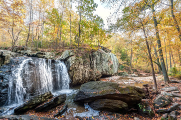 Kilgore waterfall in the Appalachian mountains in Maryland during Autumn