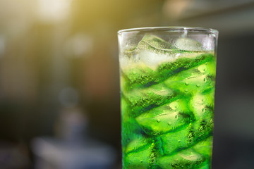 Drink glass in the bar In the dim atmosphere